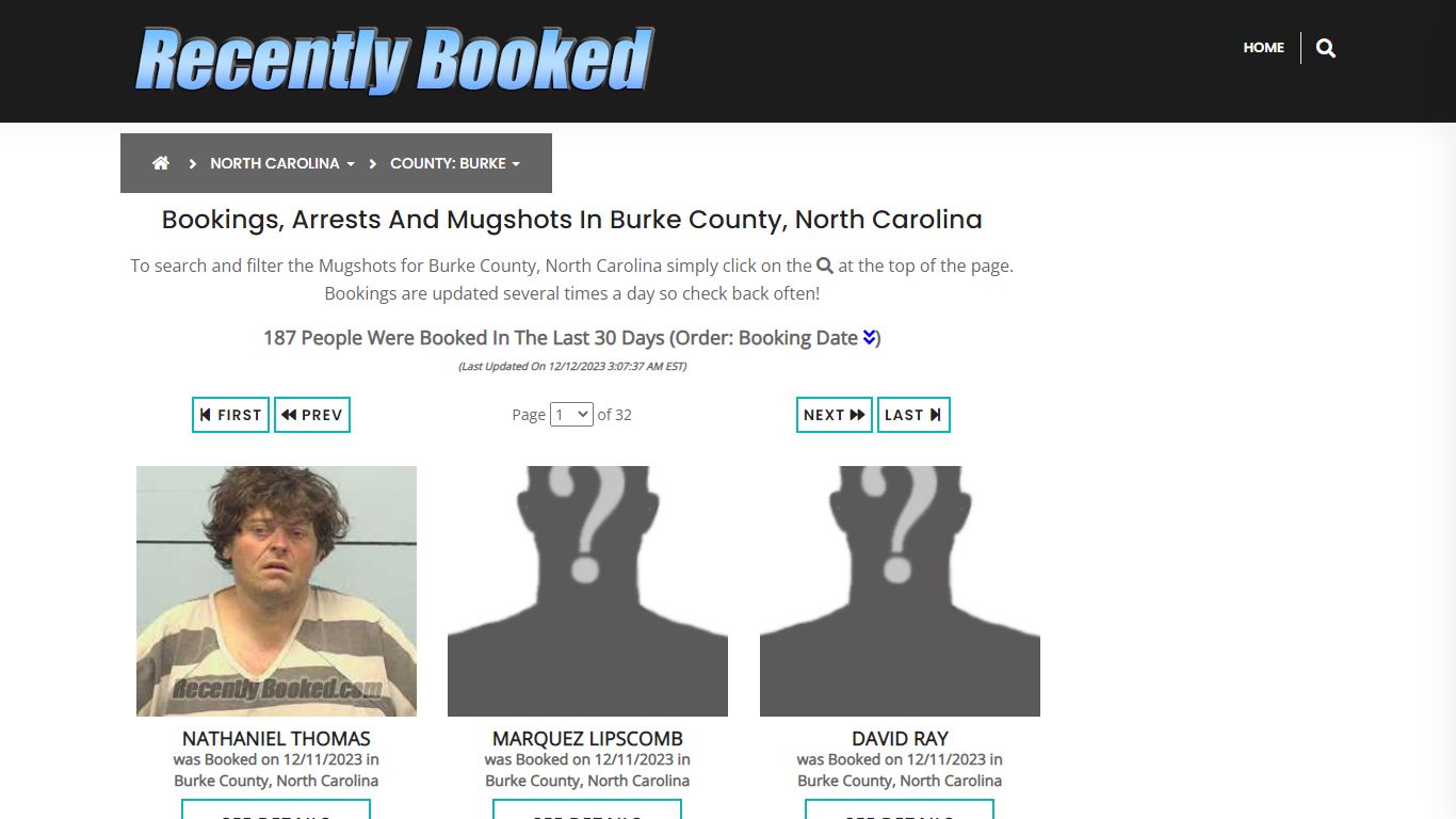 Bookings, Arrests and Mugshots in Burke County, North Carolina